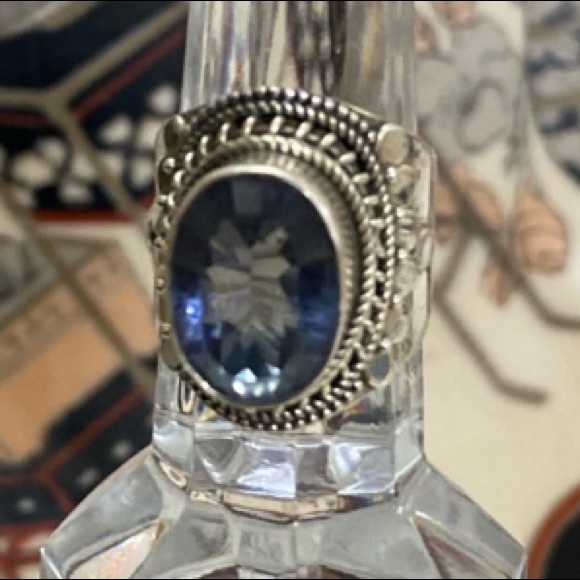 Jewelry - Natural Blue Topaz Gemstone with 925 Sterling Silver Ring